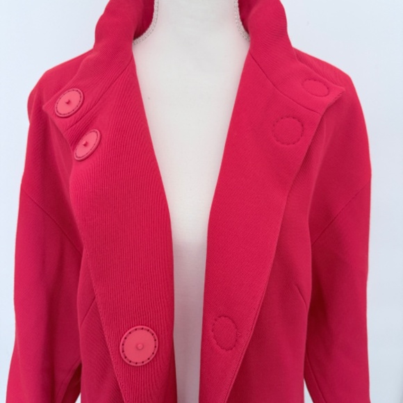 AKRIS Punto Red Mid Length Trench Pea Coat SU 14 Workwear Spring Fashion - Picture 3 of 13